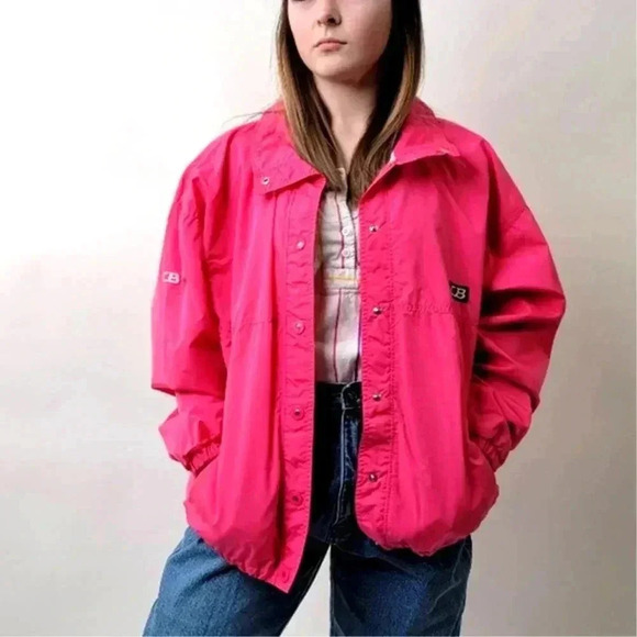 Vintage 1989 Neon Pink Light Bomber Track Jacket - Picture 5 of 8